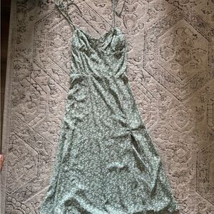 Floral Green Spaghetti Strap Dress